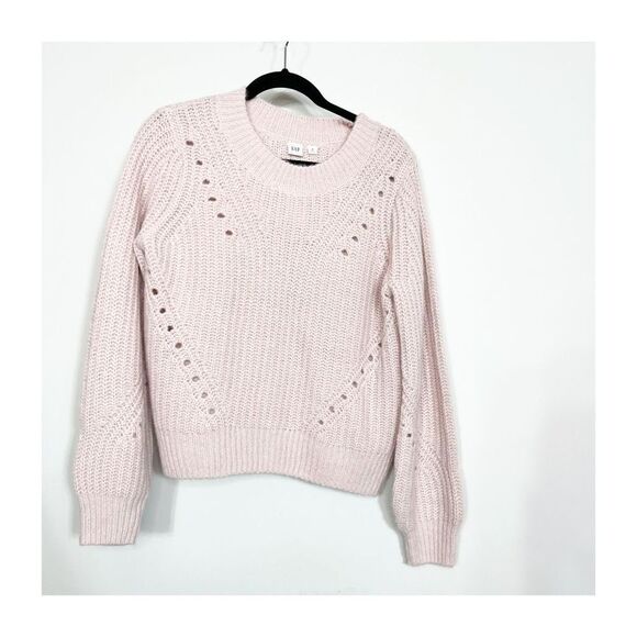 Gap Sweater Womens Wool Alpaca Blend Knit Crew Neck Blush Pink Ladies Medium NEW - Picture 1 of 8